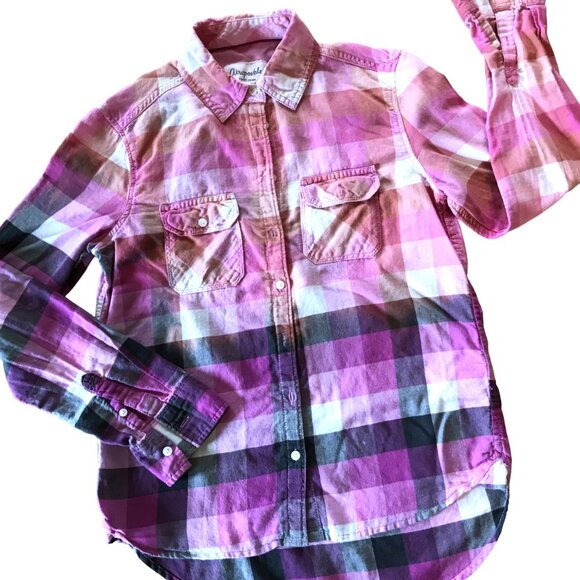 Bleached Flannel Shirt, Size Small Petite:  Upcycled Painted Fancy Lion - Picture 3 of 13